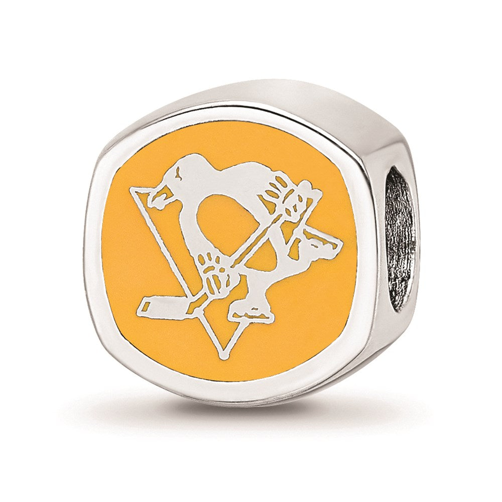 Sterling Silver NHL Pittsburgh Penguins Cushion Enamel Bead, Item B18507 by The Black Bow Jewelry Co.