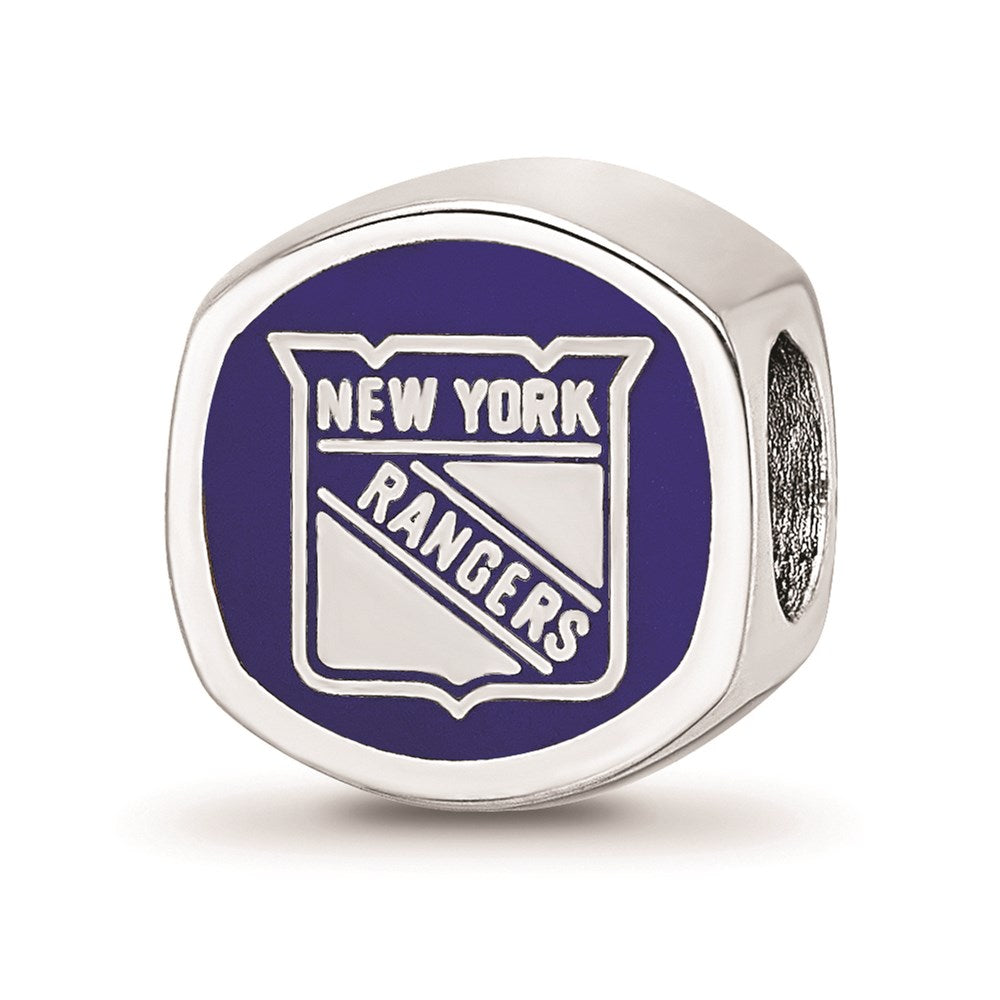 Sterling Silver NHL New York Rangers Cushion Enamel Bead, Item B18508 by The Black Bow Jewelry Co.