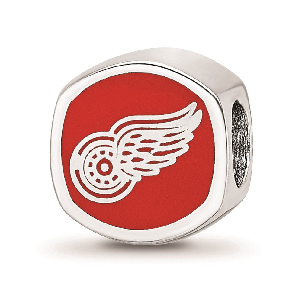 Sterling Silver NHL Detroit Red Wings Cushion Enamel Bead, Item B18509 by The Black Bow Jewelry Co.