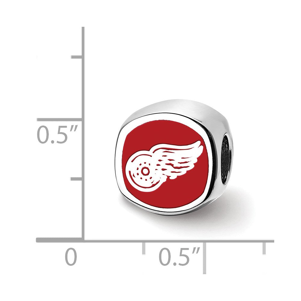 Alternate view of the Sterling Silver NHL Detroit Red Wings Cushion Enamel Bead by The Black Bow Jewelry Co.