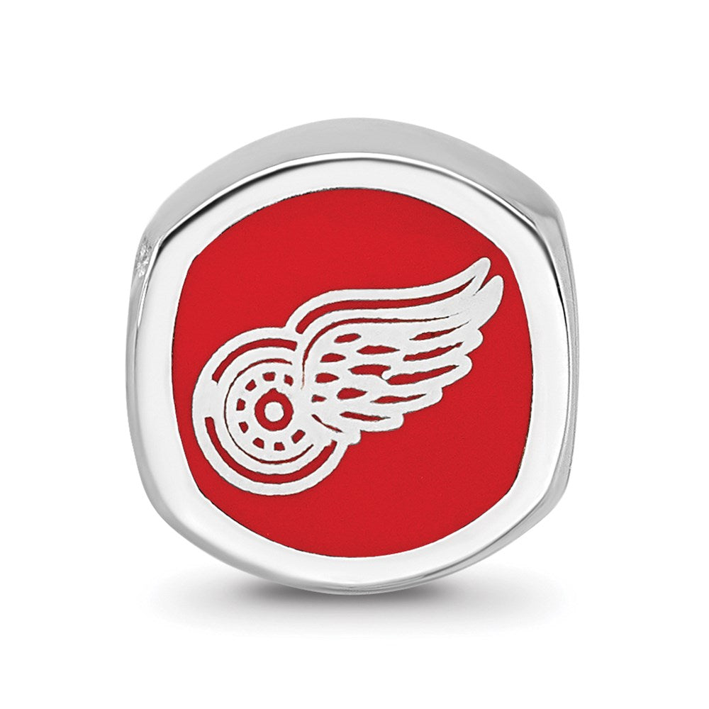Alternate view of the Sterling Silver NHL Detroit Red Wings Cushion Enamel Bead by The Black Bow Jewelry Co.