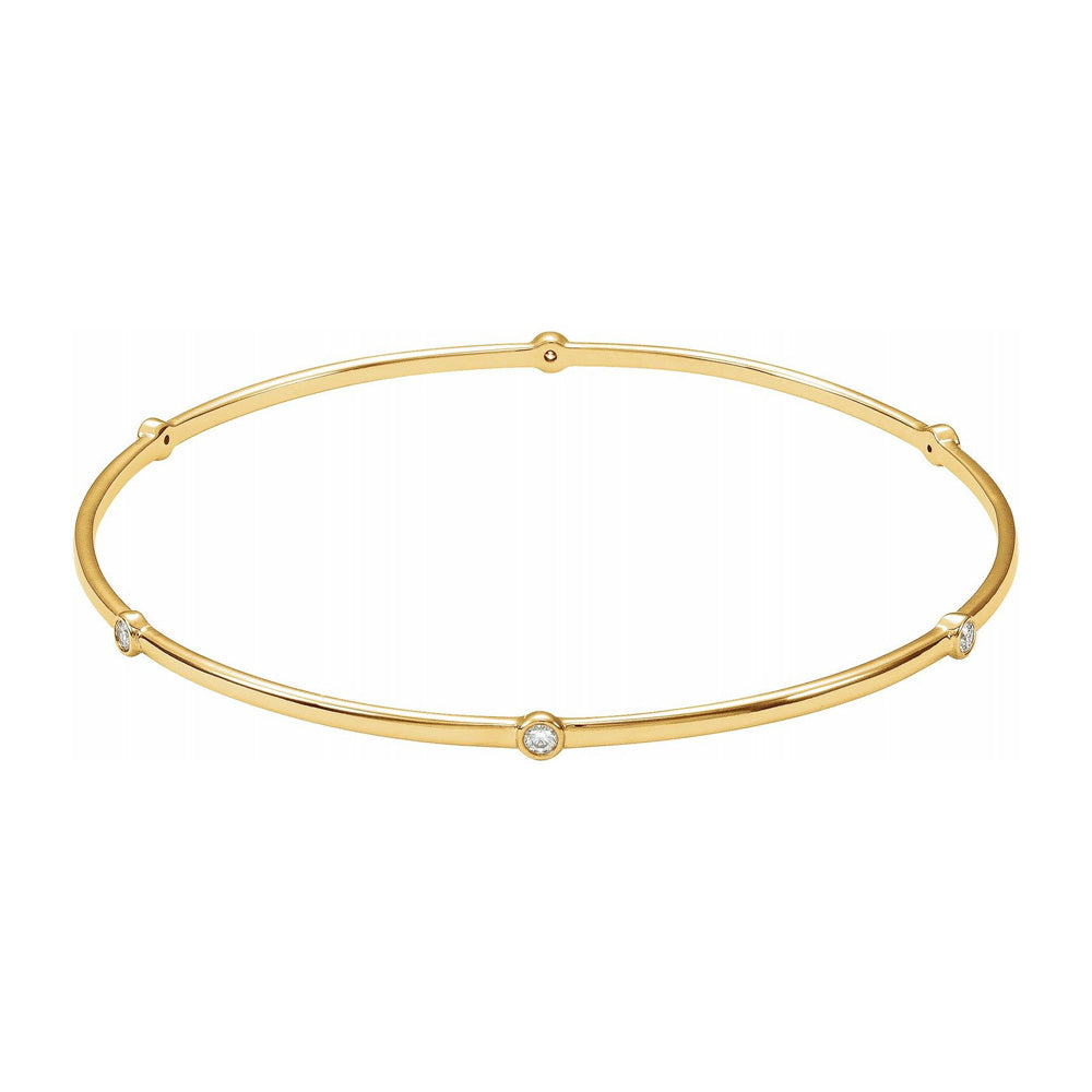 Alternate view of the 14K Yellow, White or Rose Gold 1/4 CTW Diamond Bangle Bracelet, 8 Inch by The Black Bow Jewelry Co.