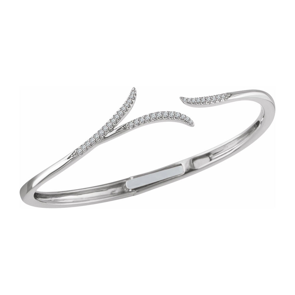 Alternate view of the 14K White Gold 1/4 CTW Diamond Hinged Cuff Bracelet, 7 Inch by The Black Bow Jewelry Co.