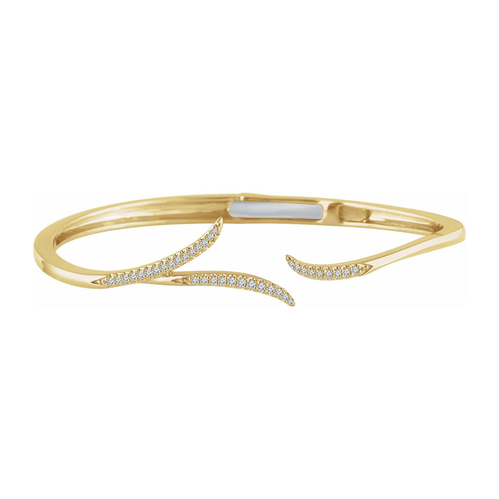 Alternate view of the 14K Yellow, White or Rose Gold 1/4 CTW Diamond Hinged Cuff Bracelet by The Black Bow Jewelry Co.