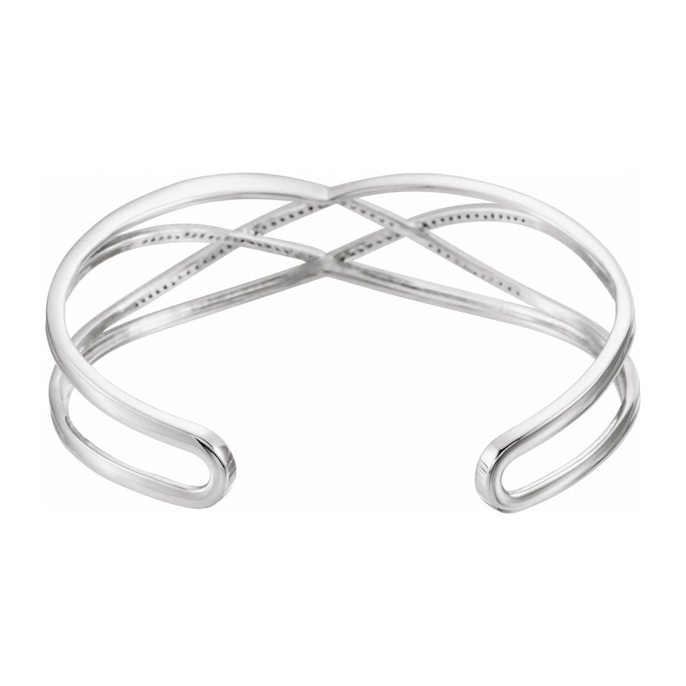 Alternate view of the 14K White Gold 3/4 CTW Diamond 16mm Crisscross Cuff Bracelet, 7 Inch by The Black Bow Jewelry Co.