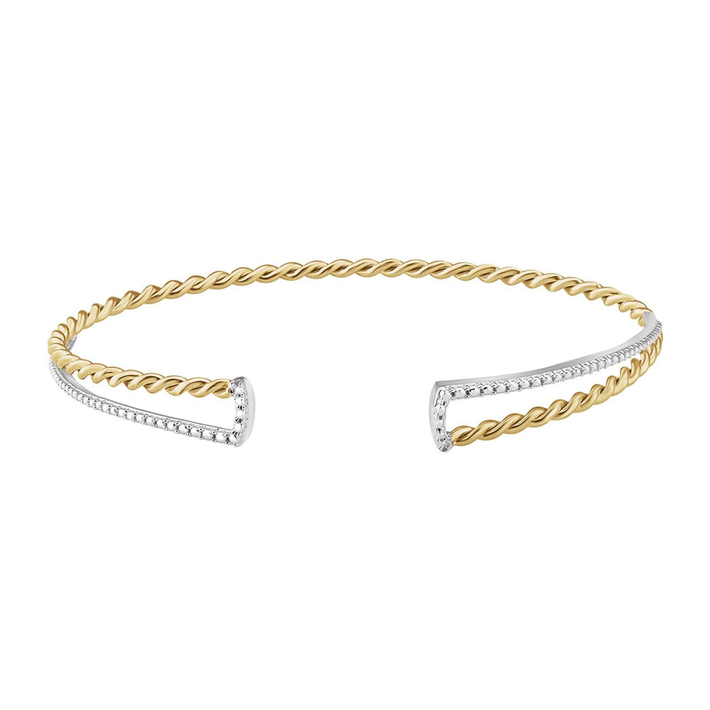 14K Yellow &amp; White Gold Twisted Rope Cuff Bracelet, 7 Inch, Item B18545 by The Black Bow Jewelry Co.