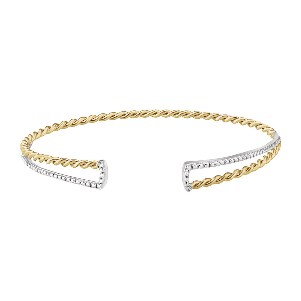 14K Yellow & White Gold Twisted Rope Cuff Bracelet, 7 Inch, Item B18545 by The Black Bow Jewelry Co.