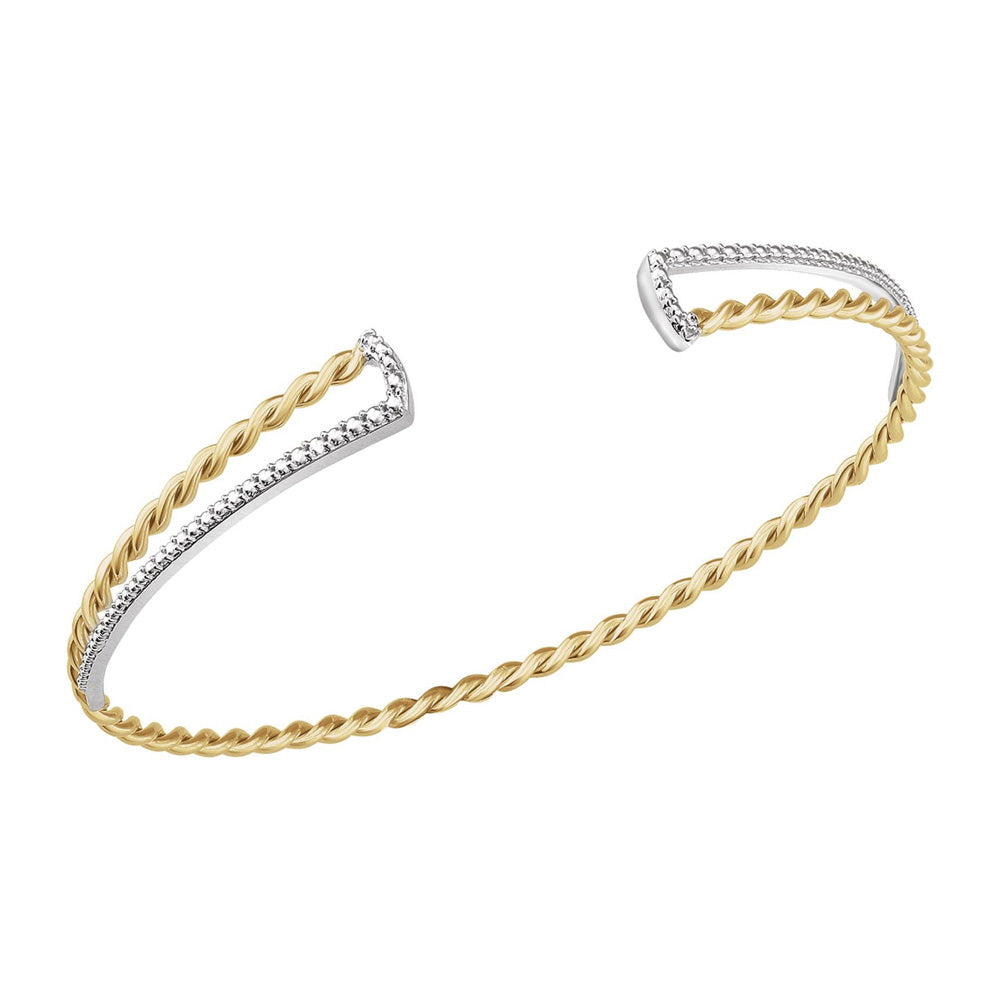 Alternate view of the 14K Yellow &amp; White Gold Twisted Rope Cuff Bracelet, 7 Inch by The Black Bow Jewelry Co.