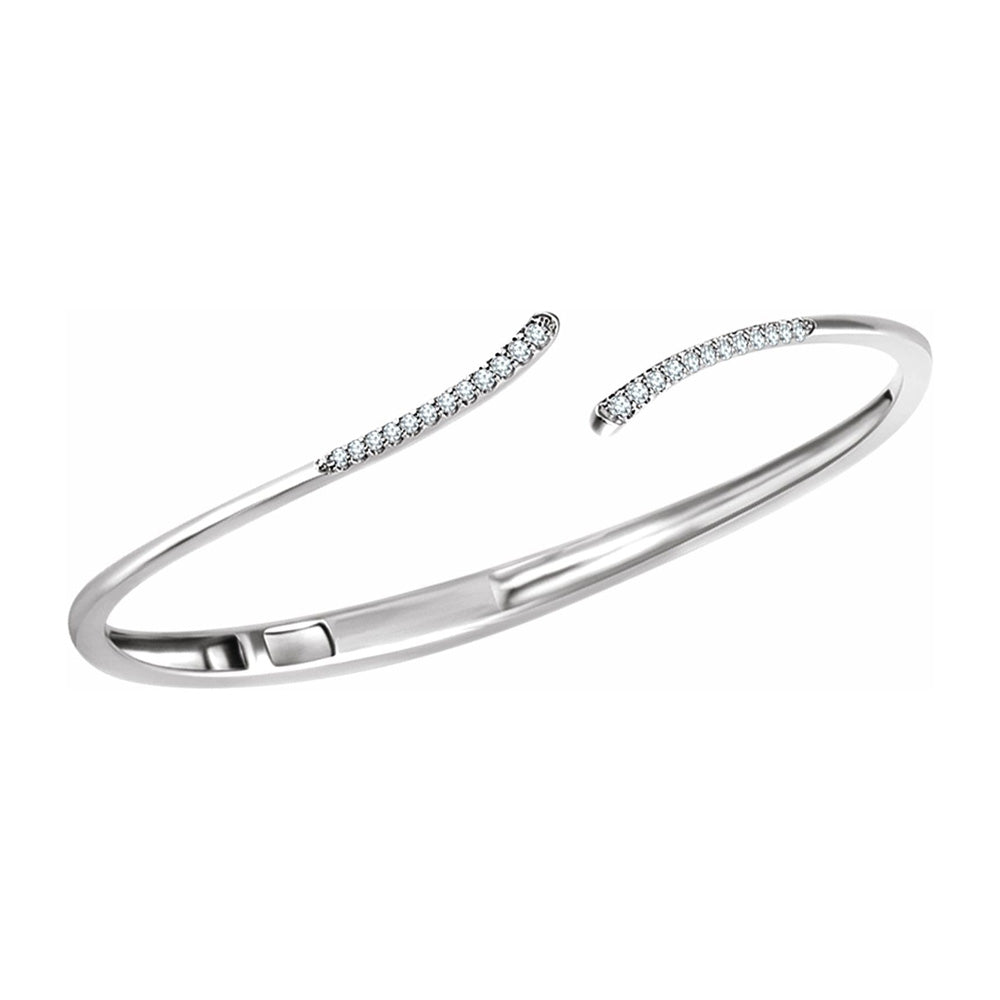 Alternate view of the 14K White Gold 1/4 CTW Diamond Bypass Hinged Cuff Bracelet, 7 Inch by The Black Bow Jewelry Co.
