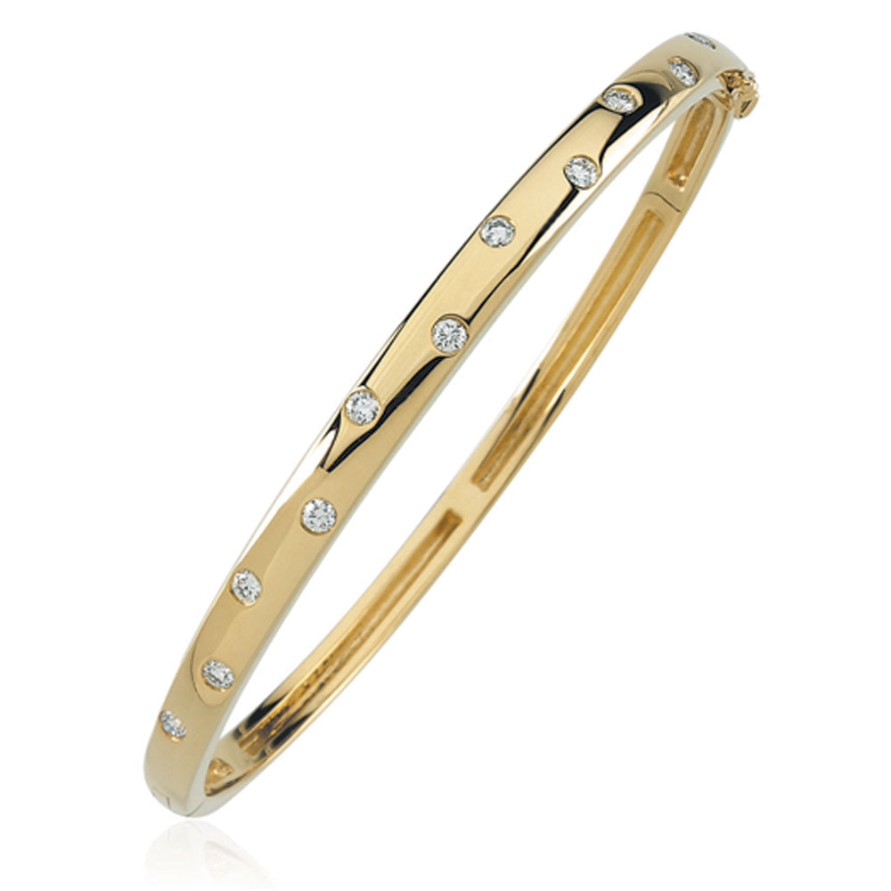 14k Yellow Gold 1/2 Ctw Diamond Bangle Bracelet, Item B8004-14KY by The Black Bow Jewelry Co.
