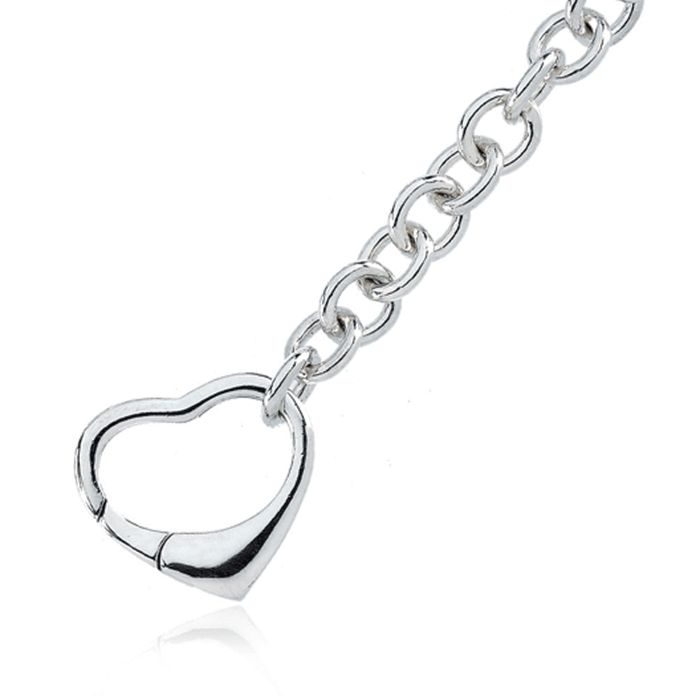 Sterling Silver Solid Cable &amp; Heart Clasp Bracelet, 7.5 Inch, Item B8075 by The Black Bow Jewelry Co.