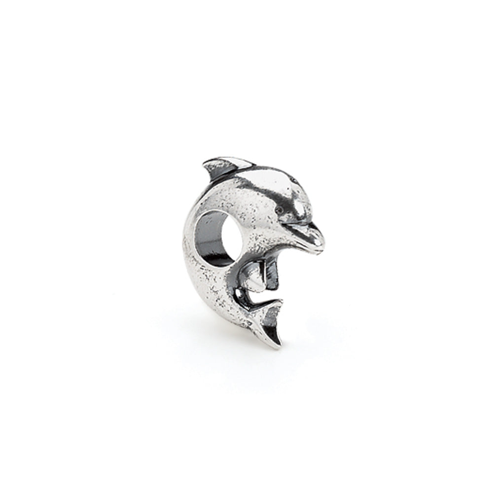 Sterling Silver Dolphin Bead Charm, Item B8461 by The Black Bow Jewelry Co.