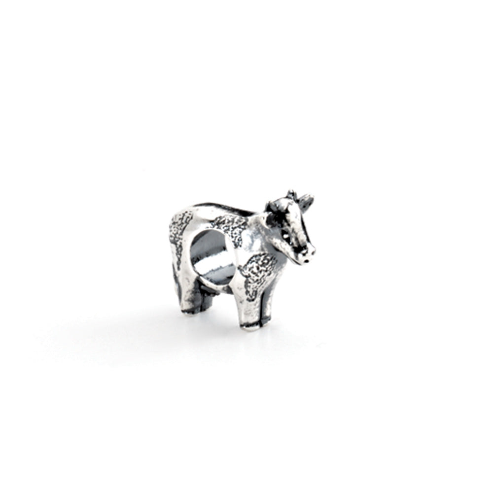 Sterling Silver Spotted Cow Bead Charm, Item B8468 by The Black Bow Jewelry Co.