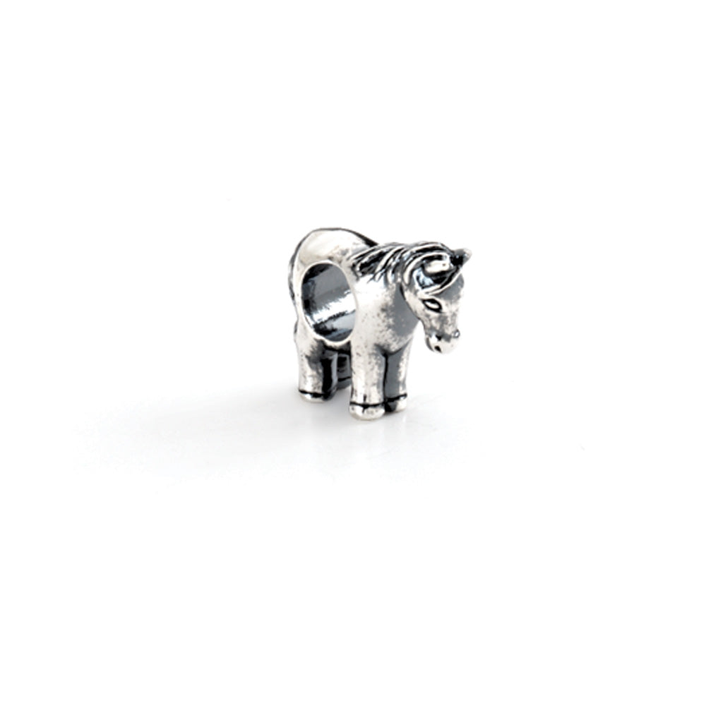 Sterling Silver Standing Horse Bead Charm, Item B8469 by The Black Bow Jewelry Co.