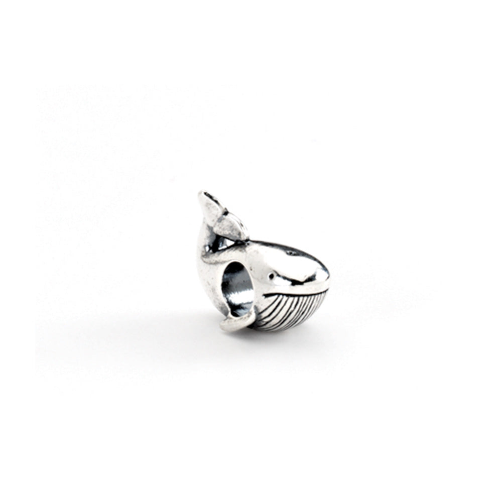 Sterling Silver Whale Bead Charm, Item B8471 by The Black Bow Jewelry Co.