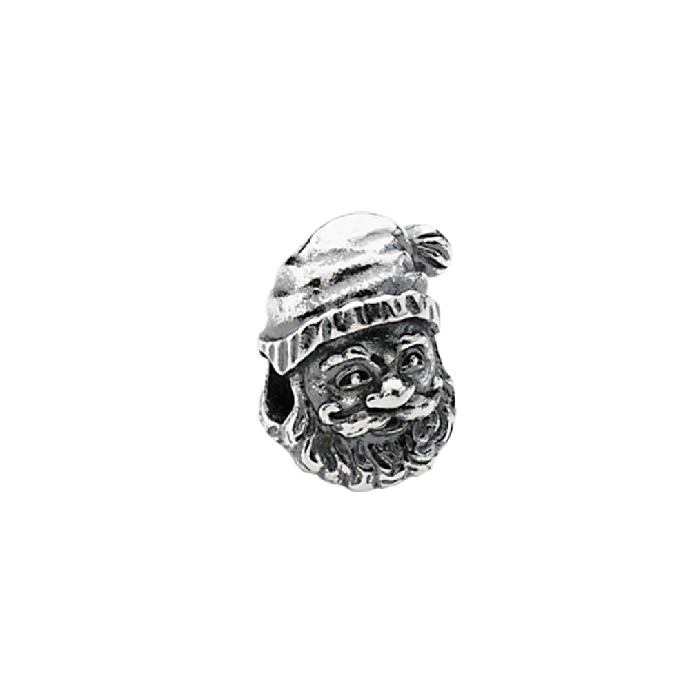 Sterling Silver Santa Bead Charm, Item B8487 by The Black Bow Jewelry Co.