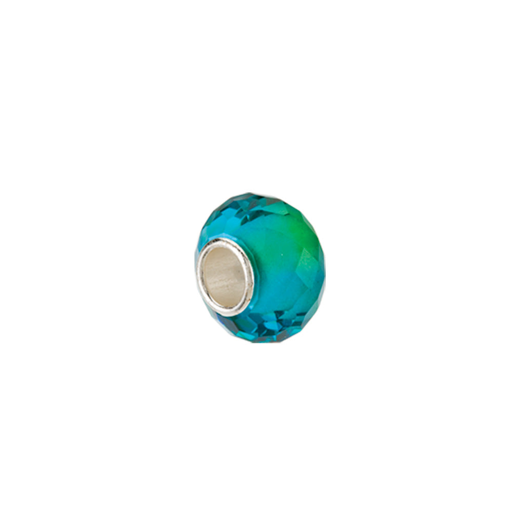 Blue and Green, Faceted Glass &amp; Sterling Silver Bead Charm, Item B8548 by The Black Bow Jewelry Co.