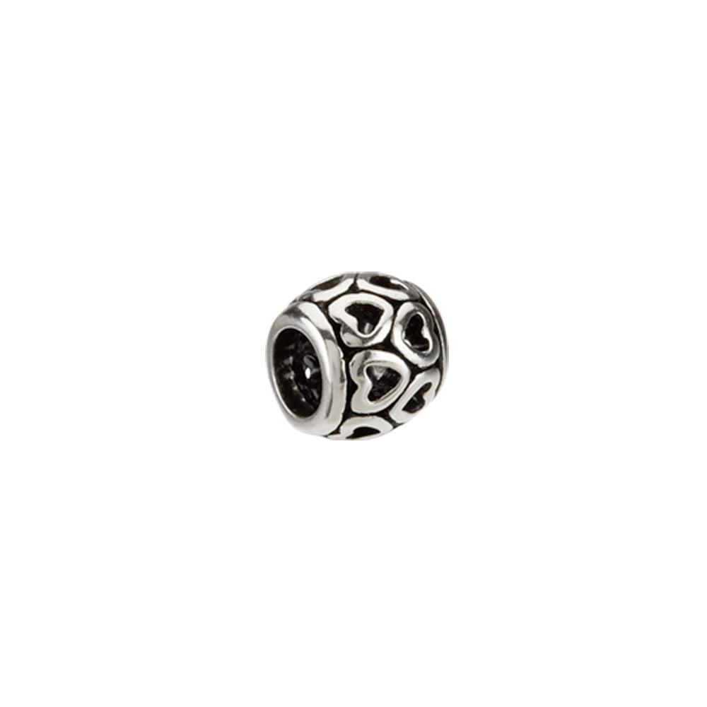Sterling Silver Heart Spacer Bead Charm, Item B8576 by The Black Bow Jewelry Co.