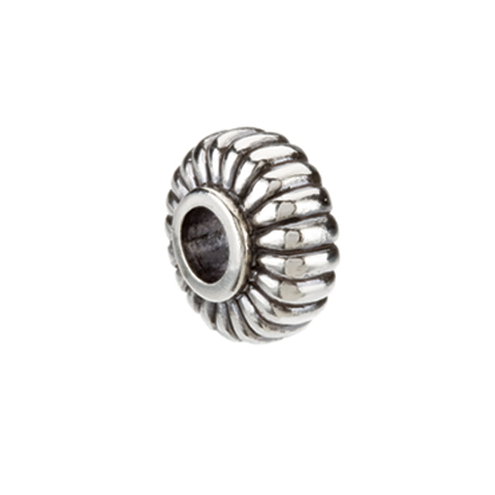Sterling Silver 13mm Fluted Spacer Bead Charm, Item B8580 by The Black Bow Jewelry Co.