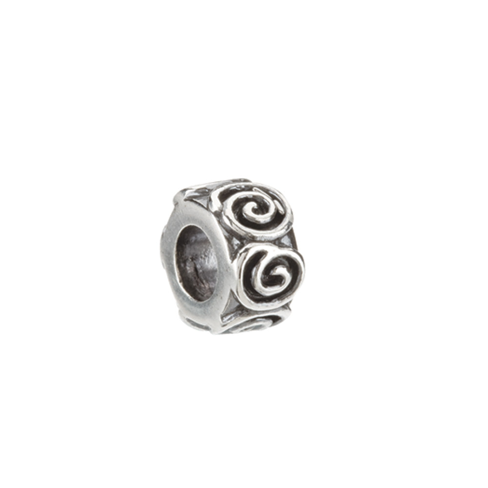 Sterling Silver Swirl Bead Charm, Item B8581 by The Black Bow Jewelry Co.