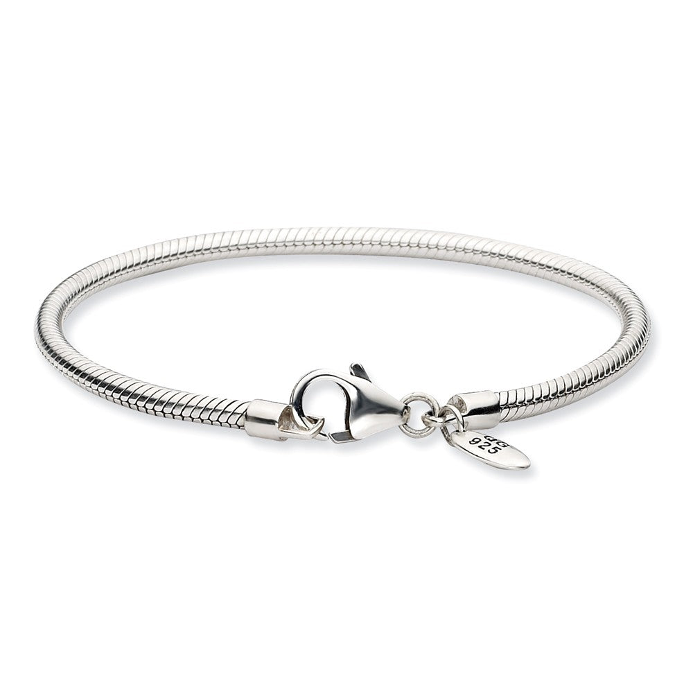 Alternate view of the Sterling Silver 3mm Snake Chain Starter Bead Charm Bracelet or Anklet by The Black Bow Jewelry Co.