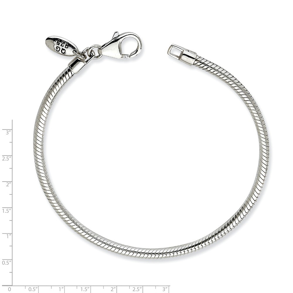 Alternate view of the Sterling Silver 3mm Snake Chain Starter Bead Charm Bracelet or Anklet by The Black Bow Jewelry Co.