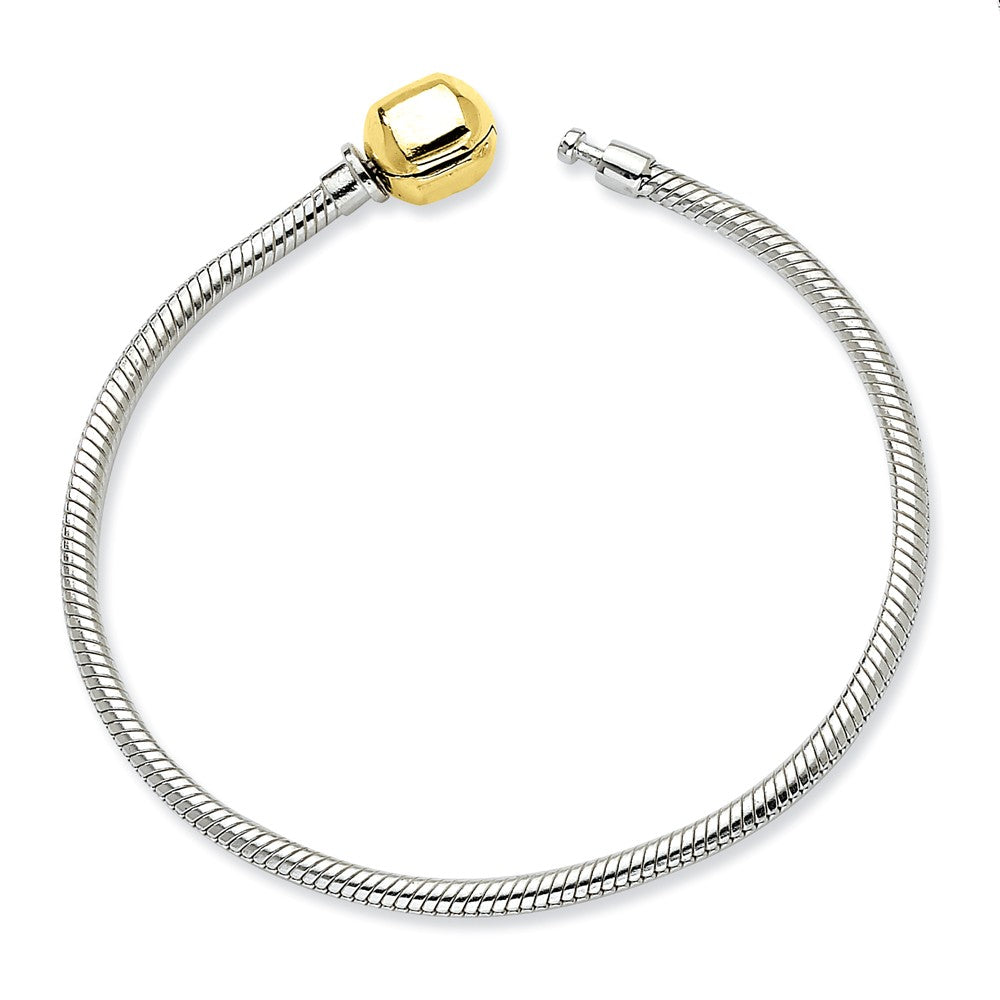 3mm Silver Snake &amp; 14k Gold Clasp Starter Bead Bracelet, Item B8654 by The Black Bow Jewelry Co.