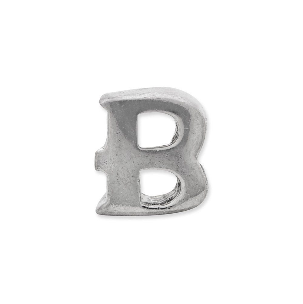Alternate view of the Sterling Silver Letter B Polished Bead Charm, 10mm by The Black Bow Jewelry Co.