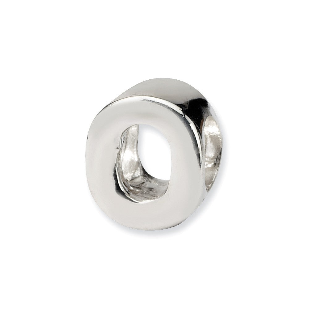 Sterling Silver Letter O Polished Bead Charm, 10mm, Item B8674 by The Black Bow Jewelry Co.
