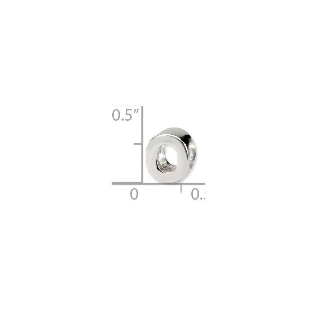 Alternate view of the Sterling Silver Letter O Polished Bead Charm, 10mm by The Black Bow Jewelry Co.
