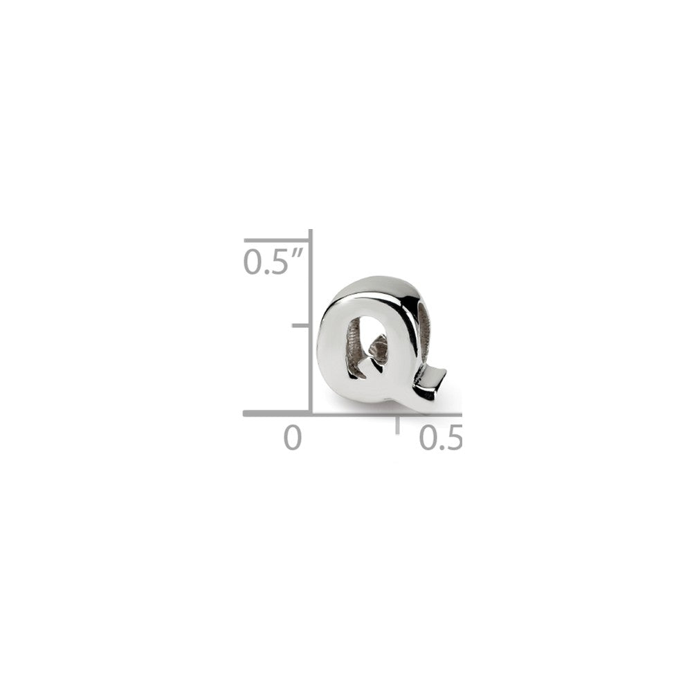 Alternate view of the Sterling Silver Letter Q Polished Bead Charm, 10mm by The Black Bow Jewelry Co.