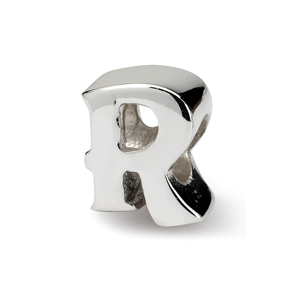 Sterling Silver Letter R Polished Bead Charm, 10mm, Item B8677 by The Black Bow Jewelry Co.