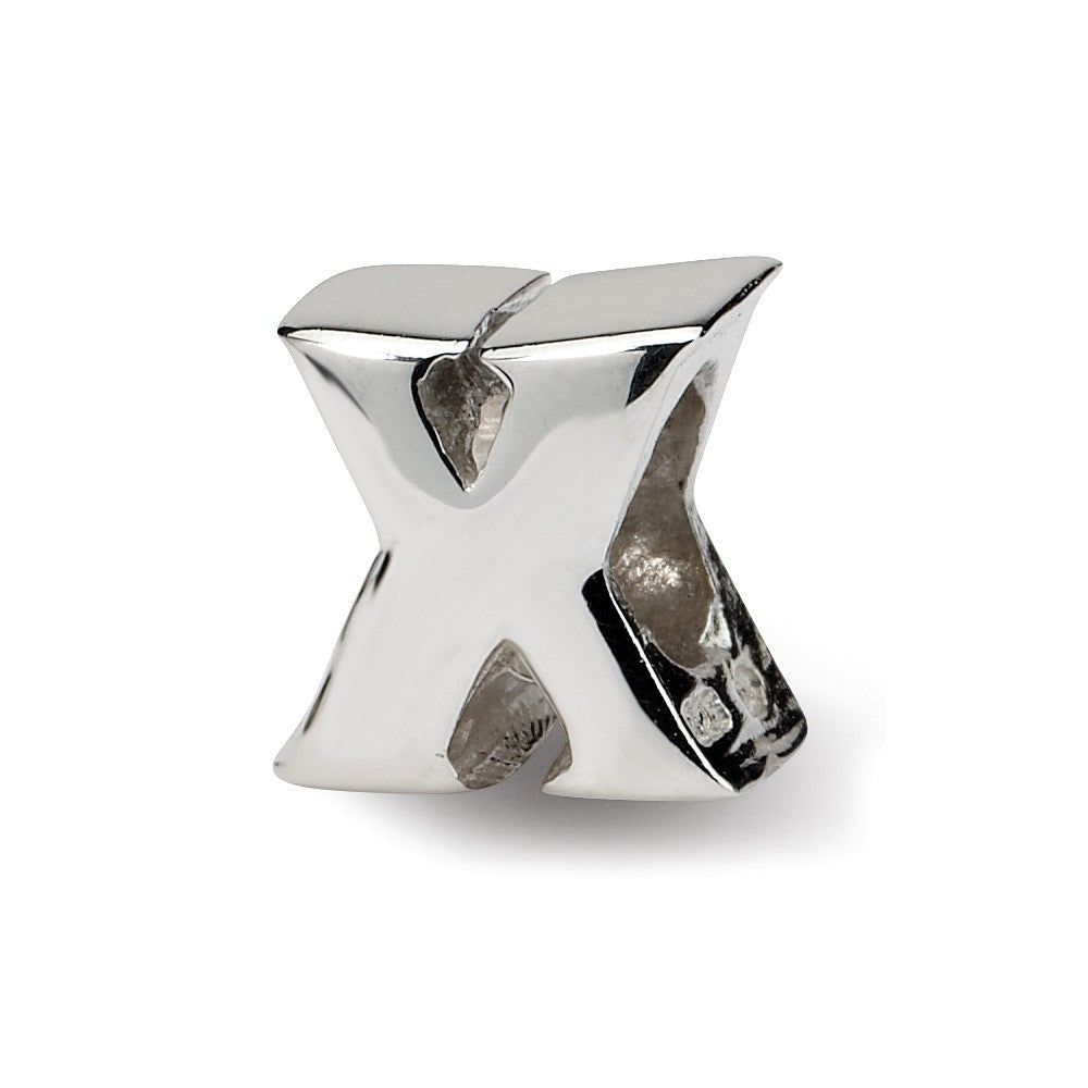 Sterling Silver Letter X Polished Bead Charm, 10mm, Item B8683 by The Black Bow Jewelry Co.