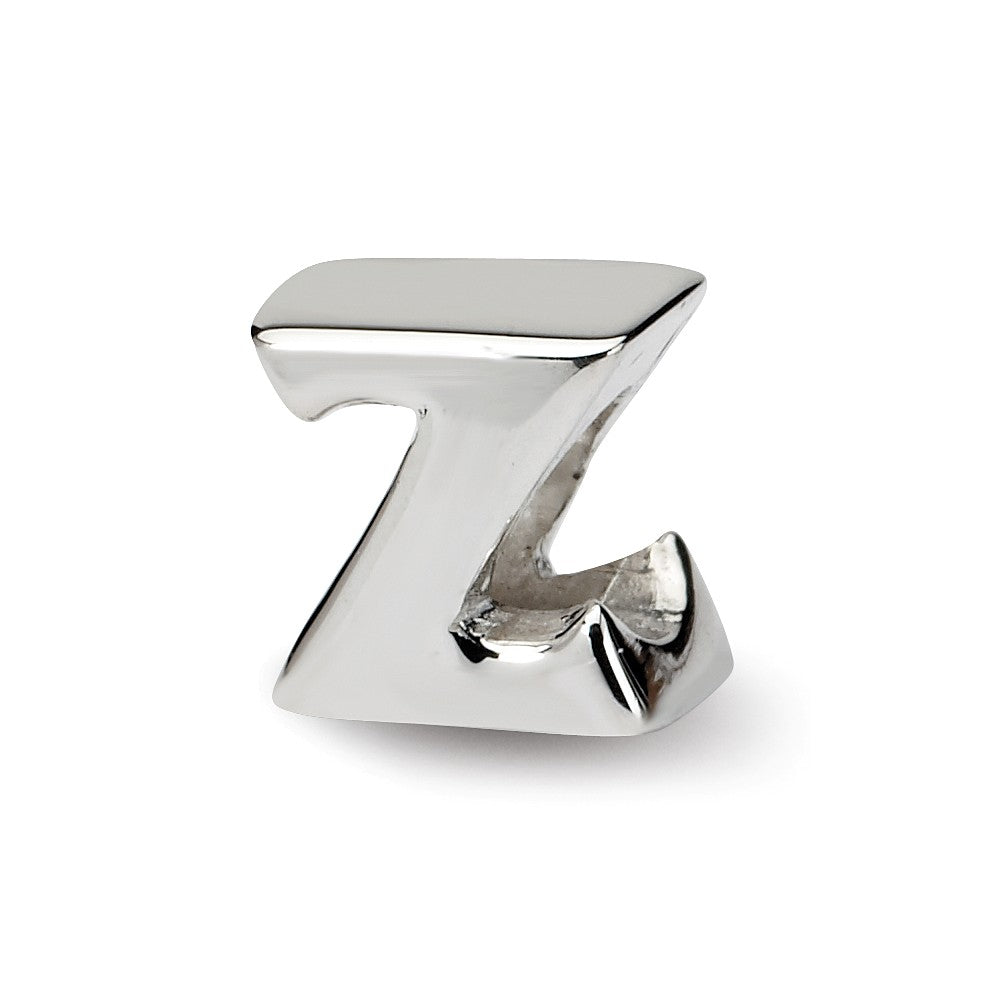 Sterling Silver Letter Z Polished Bead Charm, 10mm, Item B8685 by The Black Bow Jewelry Co.