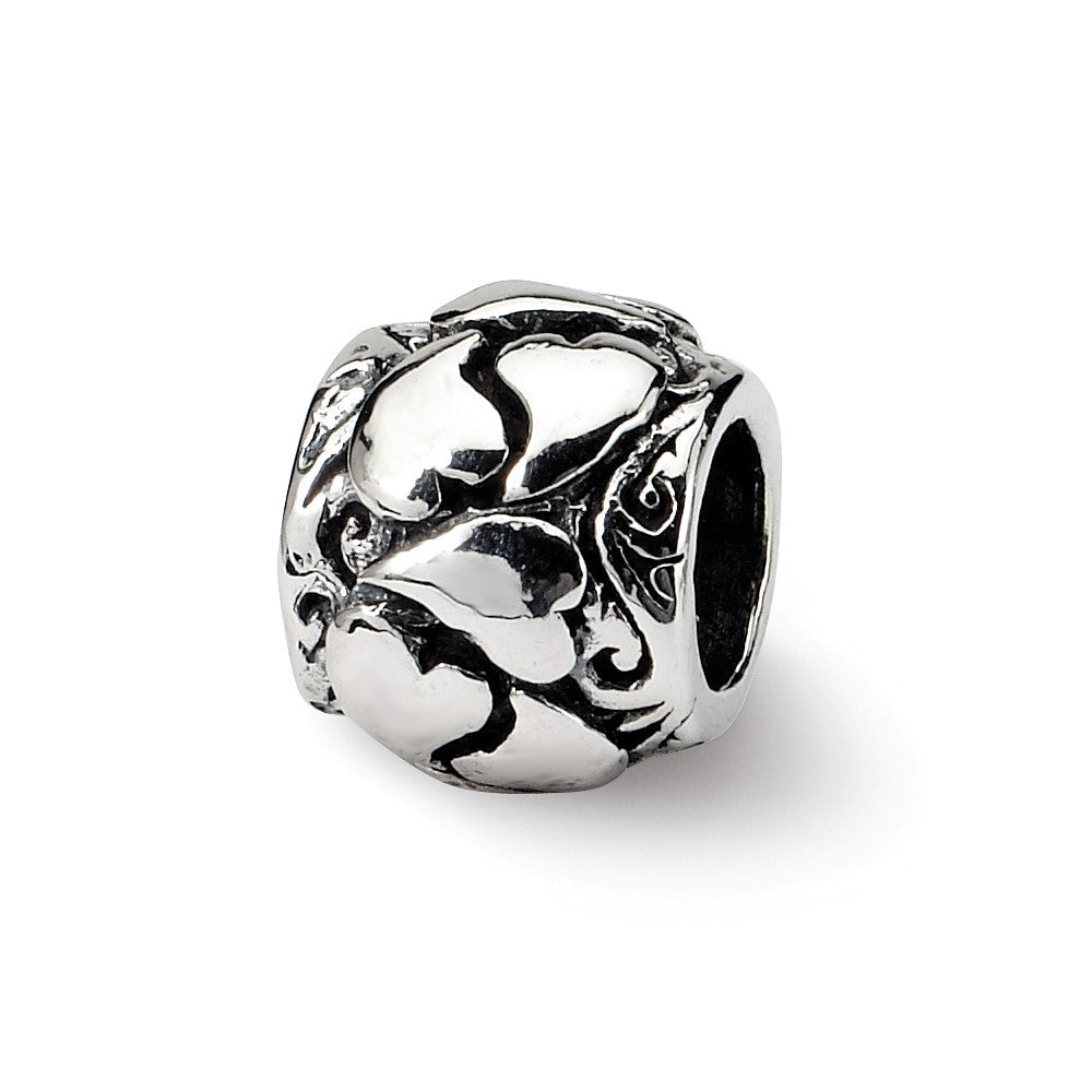 Sterling Silver Hearts Bead Charm, Item B8689 by The Black Bow Jewelry Co.