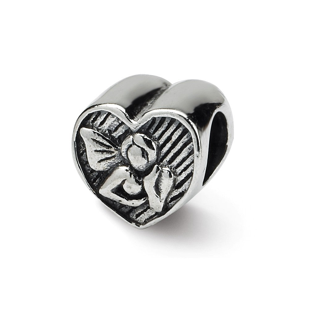 Sterling Silver Angel in Your Heart Bead Charm, Item B8696 by The Black Bow Jewelry Co.