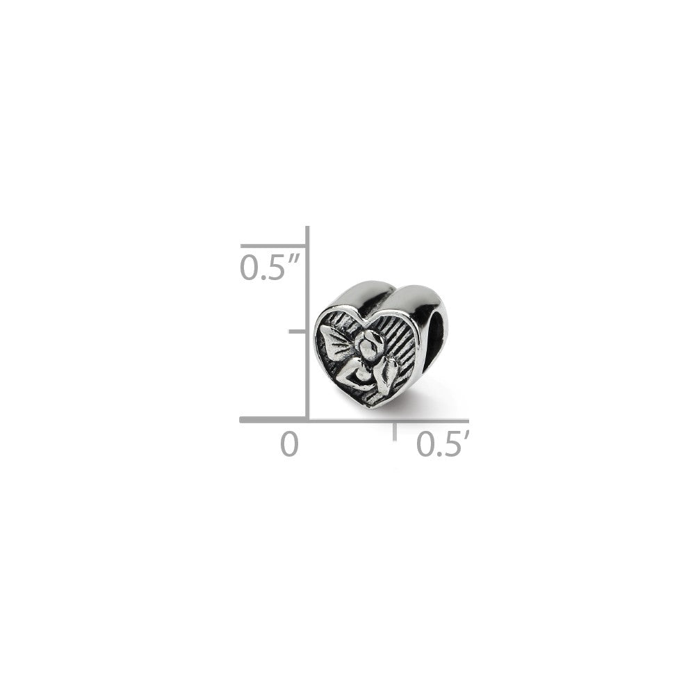 Alternate view of the Sterling Silver Angel in Your Heart Bead Charm by The Black Bow Jewelry Co.
