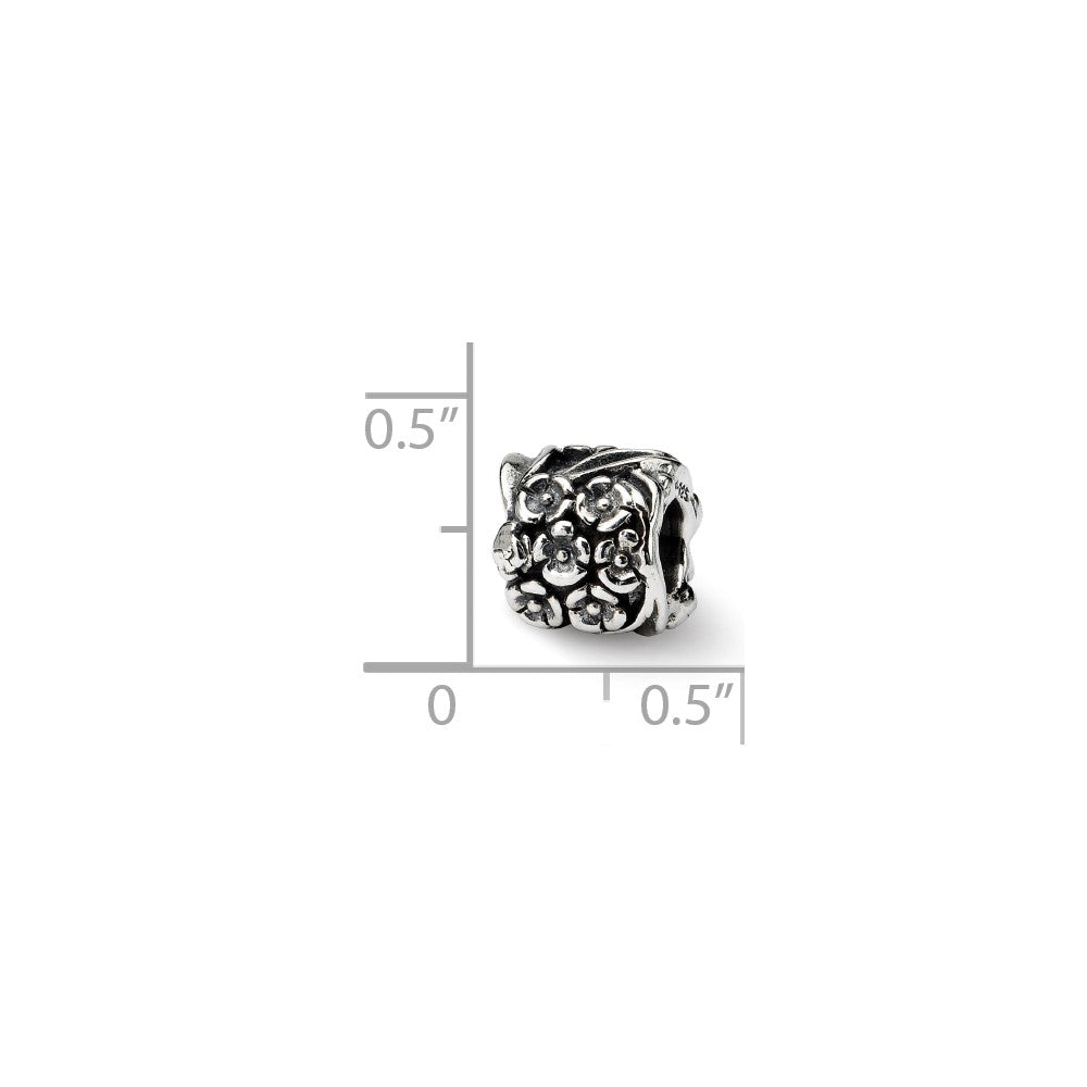 Alternate view of the Sterling Silver Blooming Flowers Bead Charm by The Black Bow Jewelry Co.