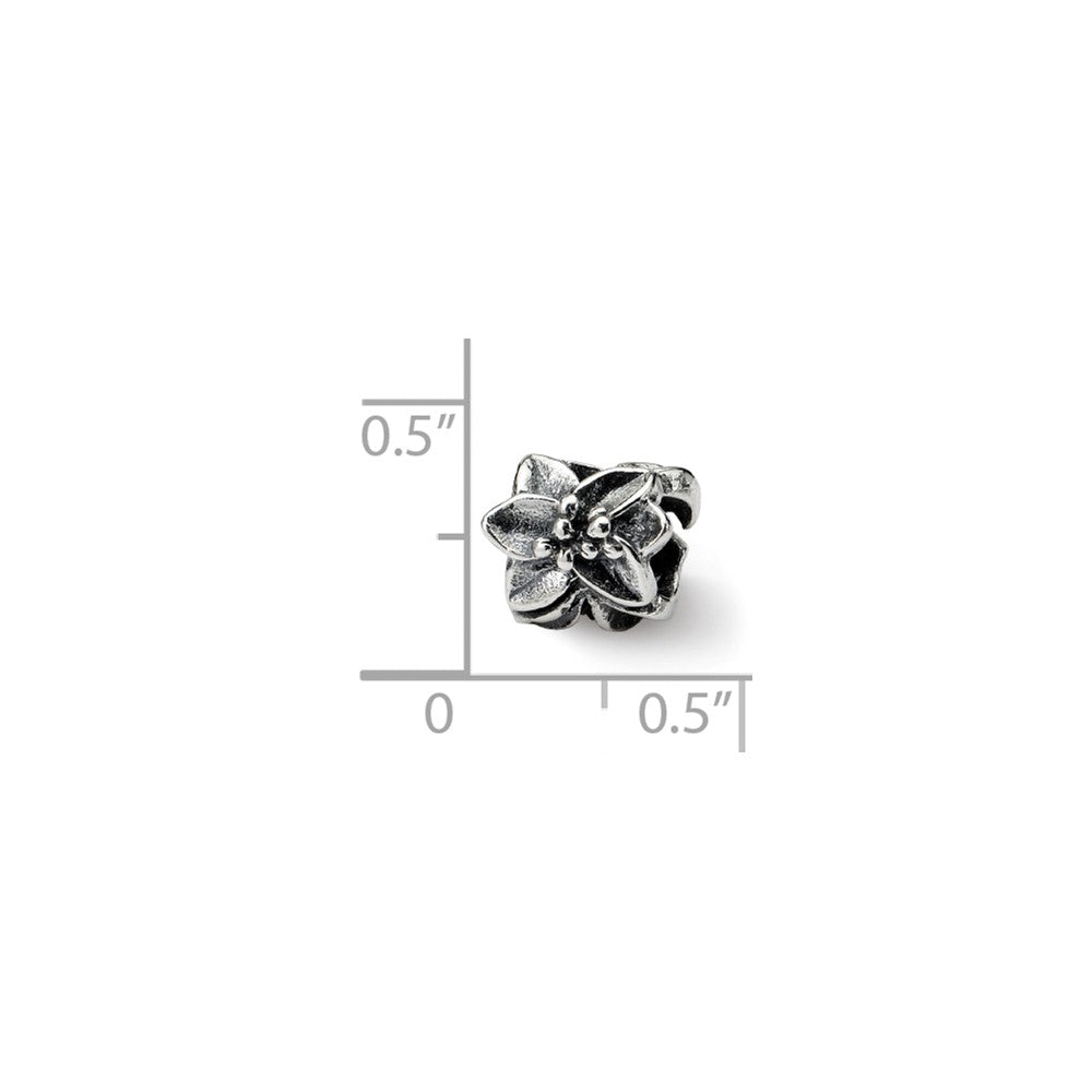 Alternate view of the Sterling Silver Plumeria Bead Charm by The Black Bow Jewelry Co.