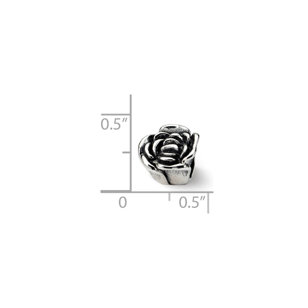 Alternate view of the Sterling Silver Rose Bead Charm, 14mm by The Black Bow Jewelry Co.