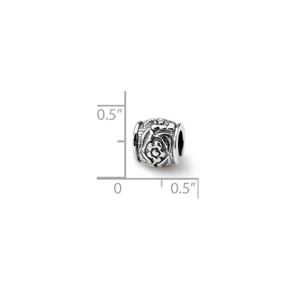 Alternate view of the Sterling Silver Floral Pattern Bead Charm by The Black Bow Jewelry Co.