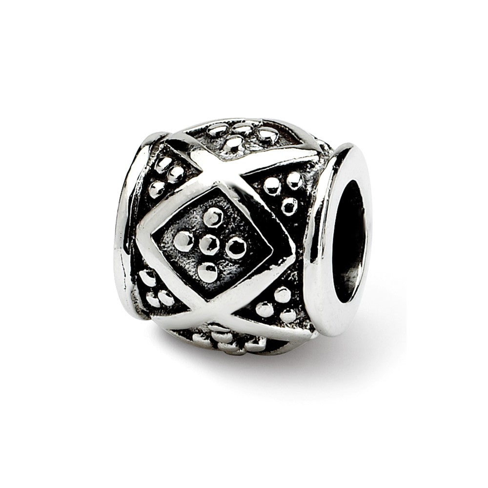 Sterling Silver Dotted Bali Bead Charm, Item B8758 by The Black Bow Jewelry Co.