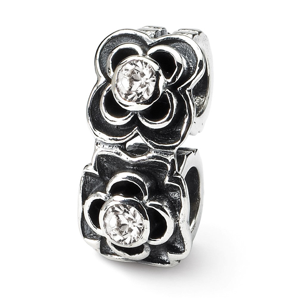 Sterling Silver and Clear Cubic Zirconia Connector Bead Charm, Item B8793 by The Black Bow Jewelry Co.