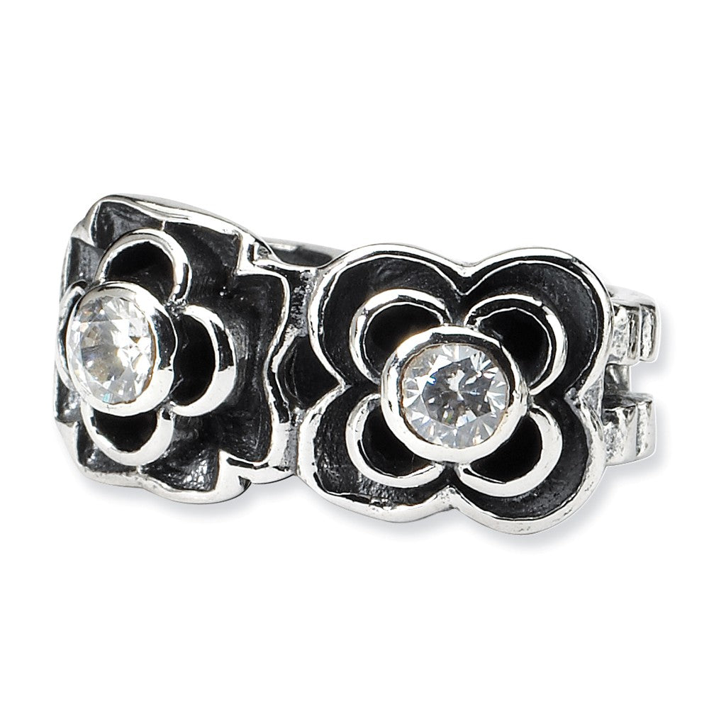 Alternate view of the Sterling Silver and Clear Cubic Zirconia Connector Bead Charm by The Black Bow Jewelry Co.