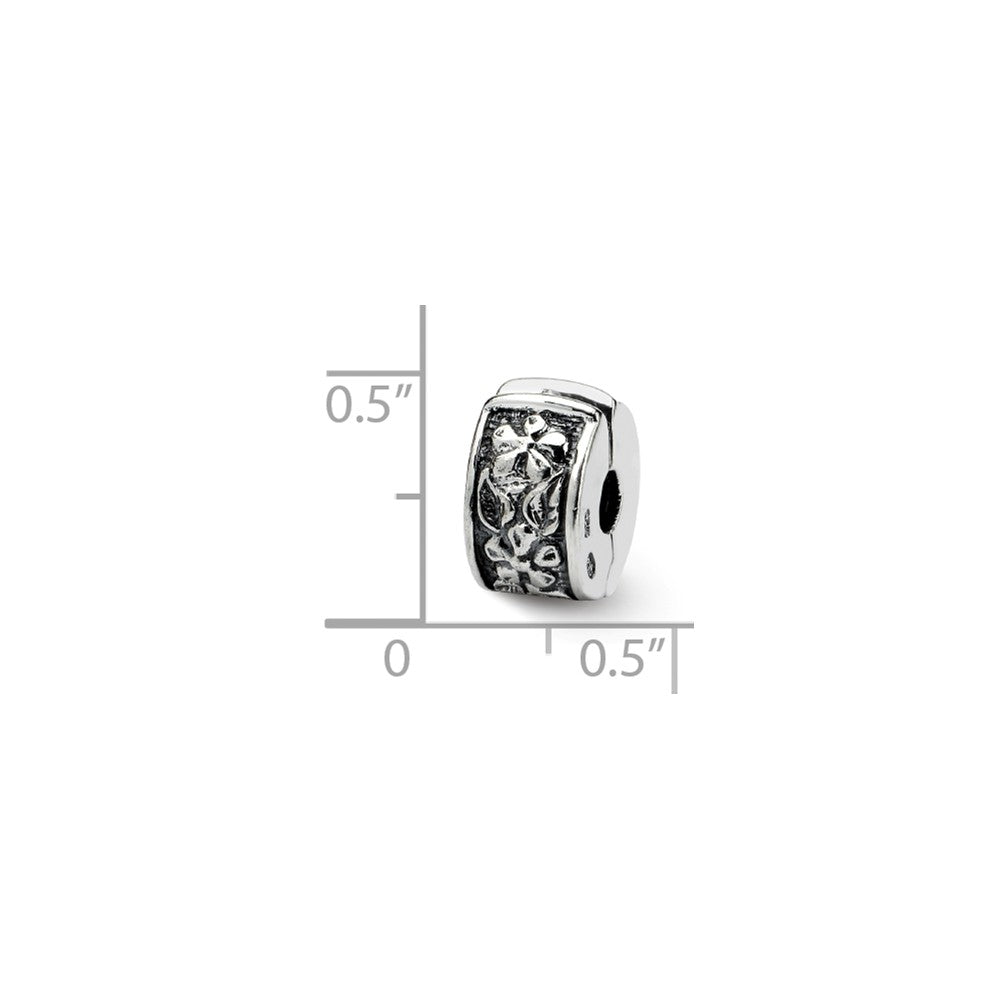 Alternate view of the Sterling Silver Floral Hinged Clip Bead Charm by The Black Bow Jewelry Co.