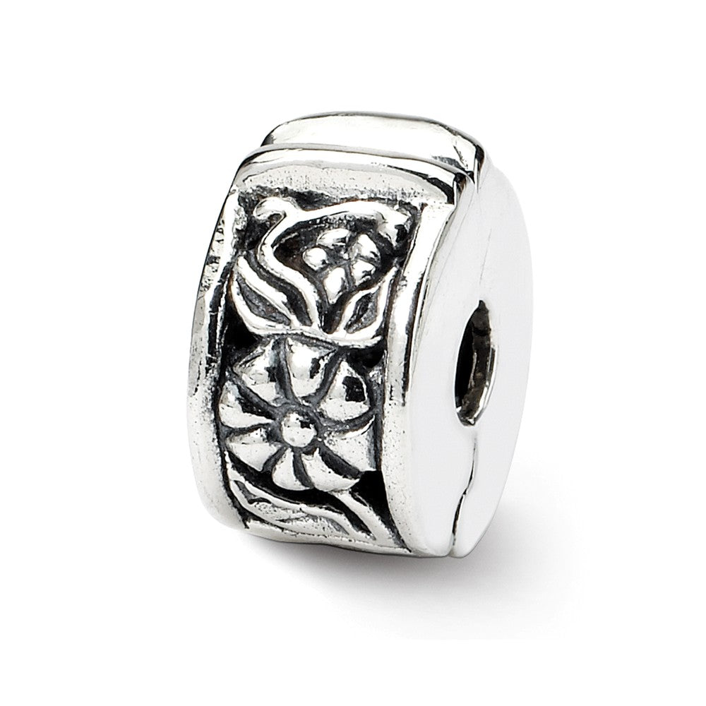 Sterling Silver Flower Hinged Clip Bead Charm, Item B8799 by The Black Bow Jewelry Co.