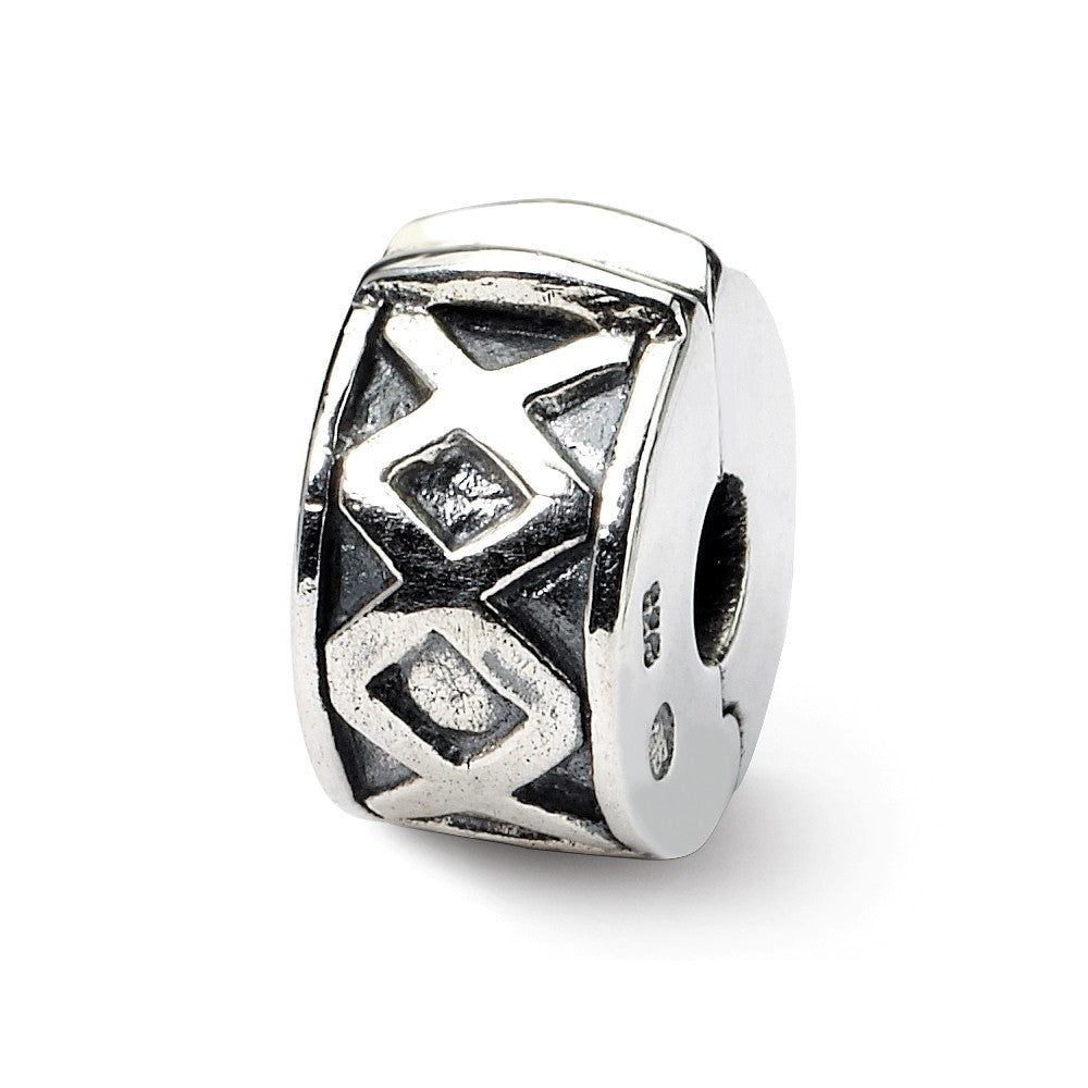 Sterling Silver Hinged X Clip Bead Charm, Item B8811 by The Black Bow Jewelry Co.