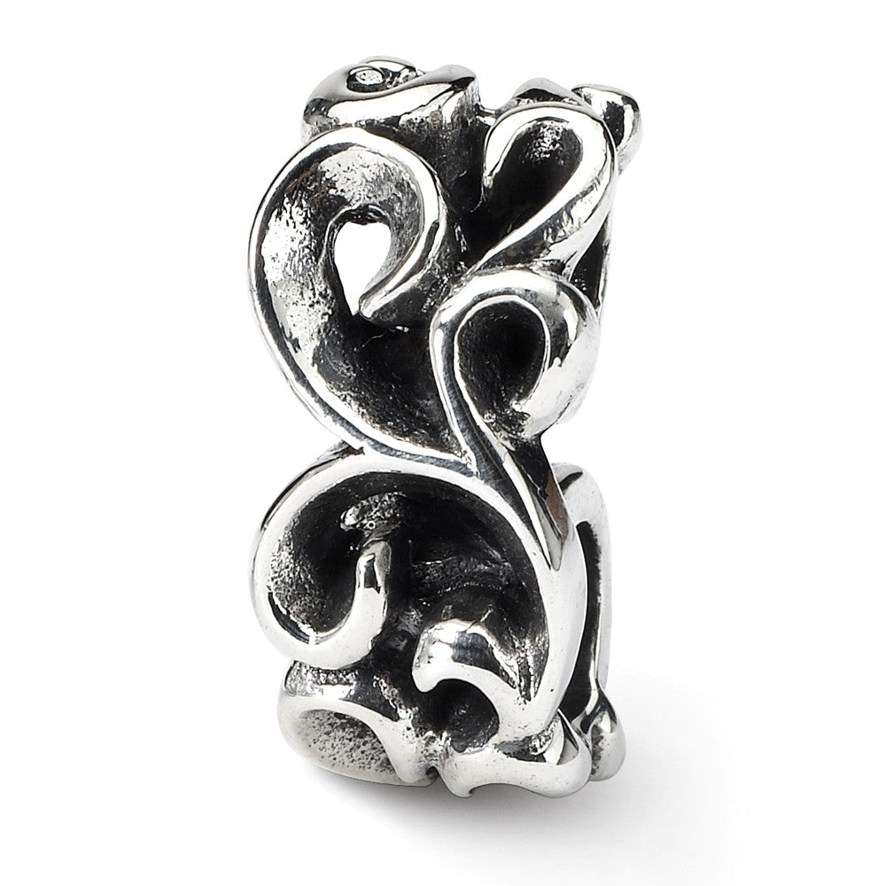 Sterling Silver Scroll Connector Bead Charm, Item B8814 by The Black Bow Jewelry Co.