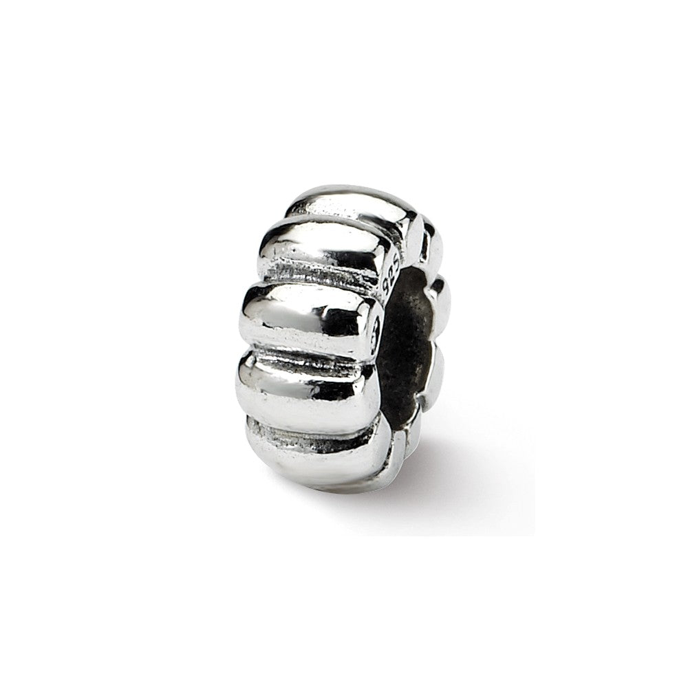 Sterling Silver Fluted Spacer Bead Charm, Item B8824 by The Black Bow Jewelry Co.