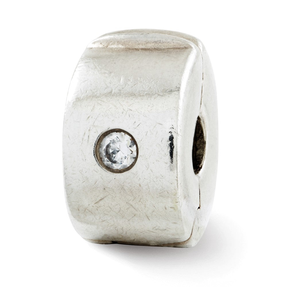 Sterling Silver Hinged Cubic Zirconia Clip Bead Charm, Item B8827 by The Black Bow Jewelry Co.